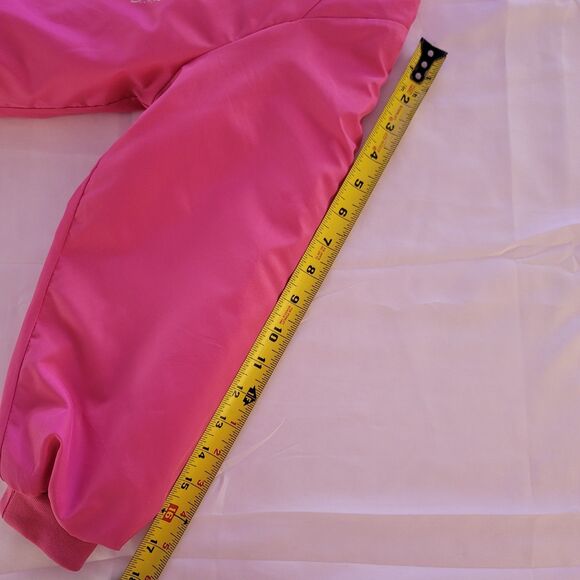 Wicked Girls Full-Zip Pink Mid-weight Ruched Bomber Jacket 10/12 L Glinda Shiz - Picture 9 of 12